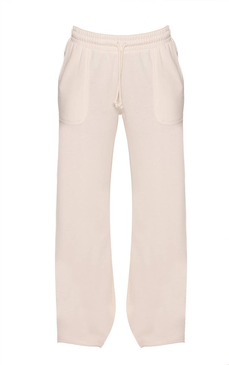 Crème Jogging Jambes Larges En Molleton Bouclette Léger