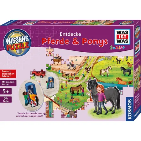 KOSMOS Wissenspuzzle WAS IST WAS Junior Entdecke Pferde & Ponys, 54 Teile