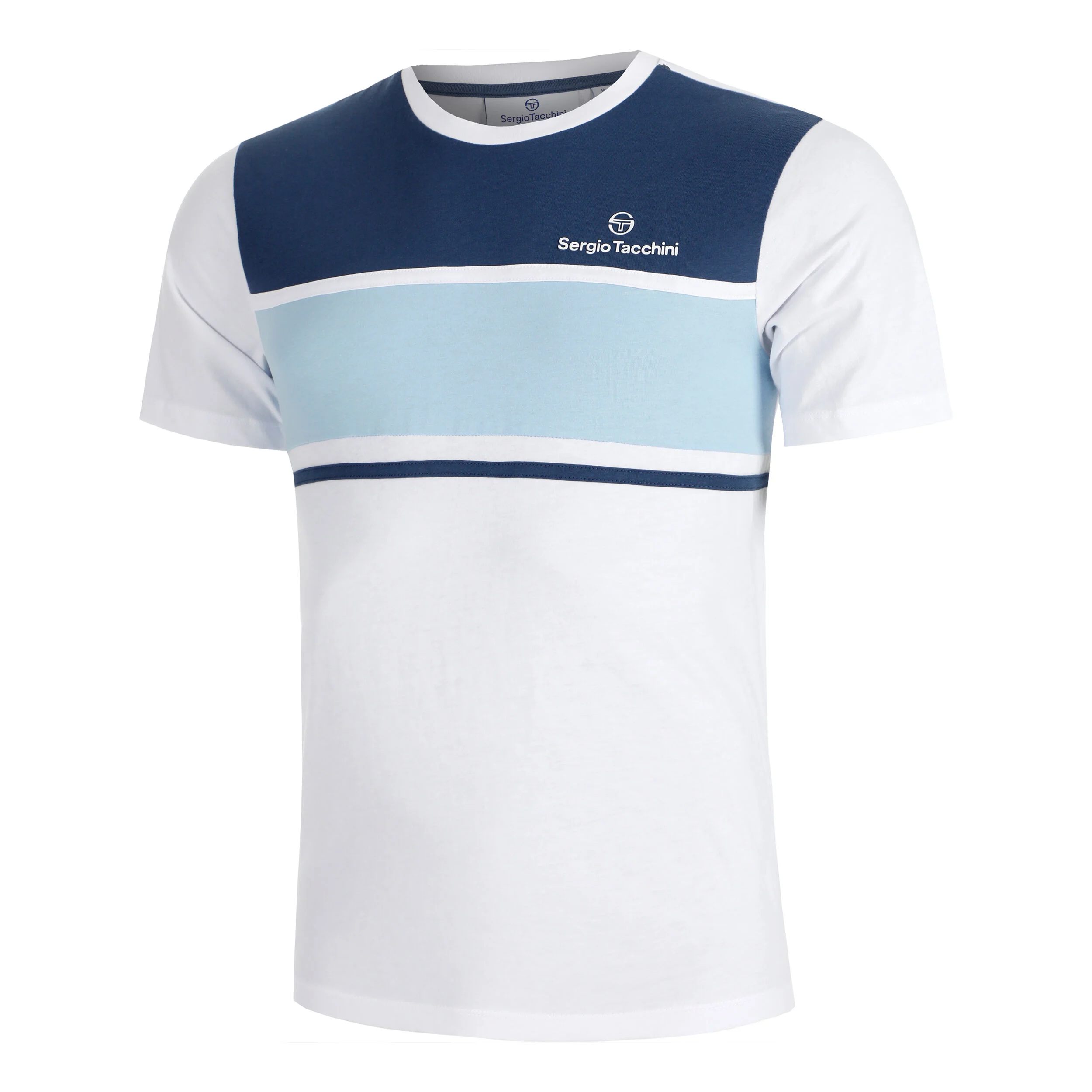 Sergio Tacchini Arpa T-shirt Hommes - Blanc , Bleu Clair