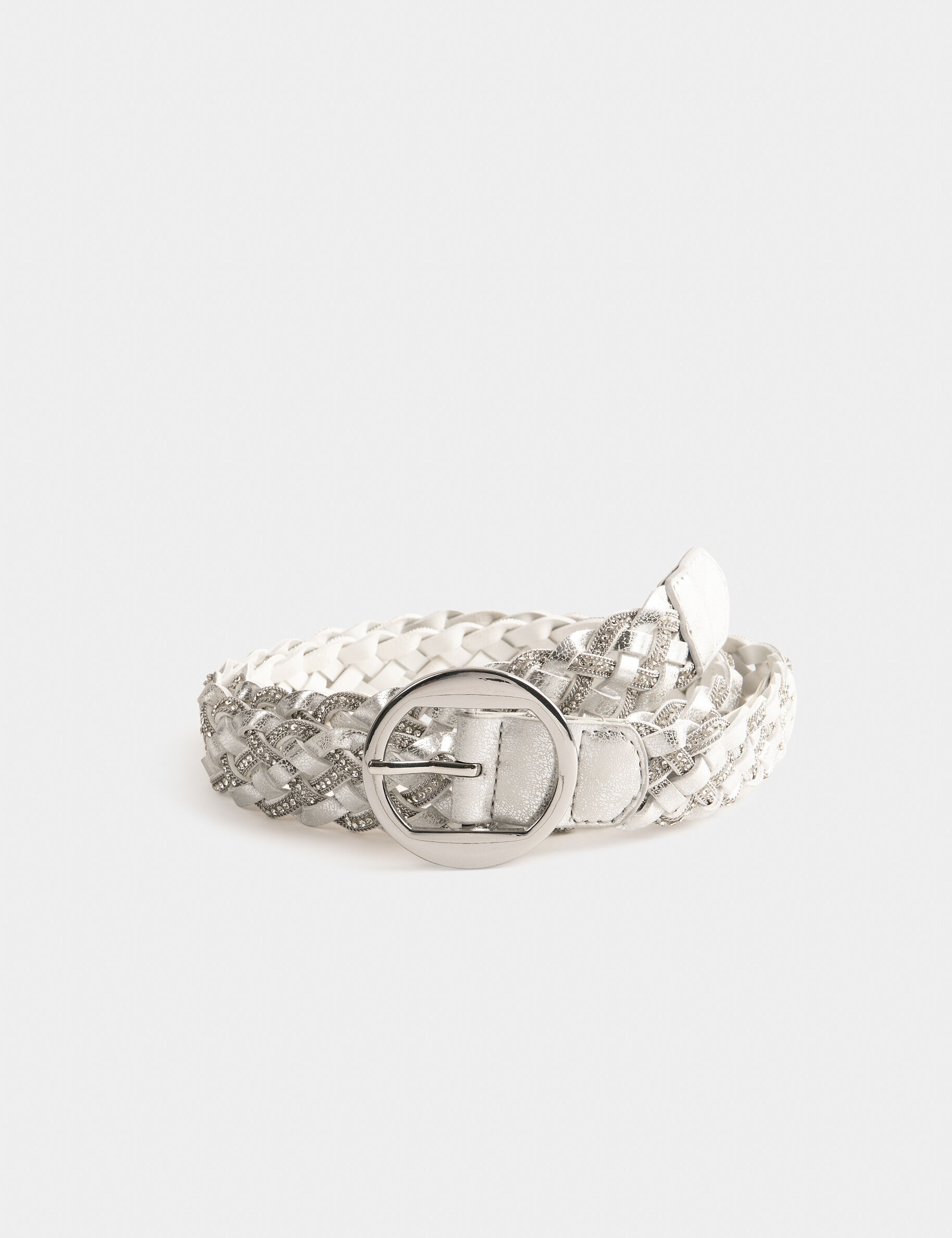 Ceinture tressée avec strass argente femme - argente