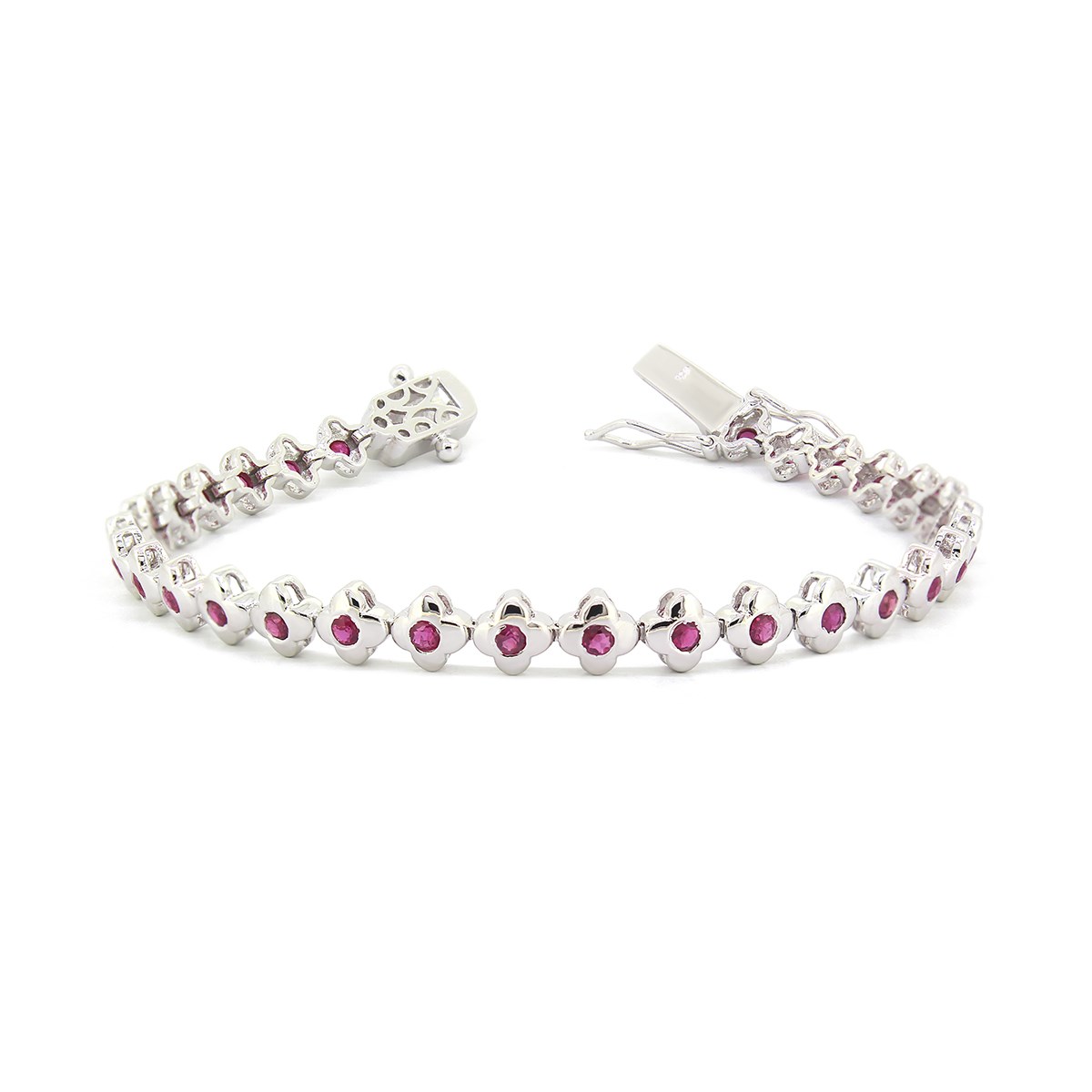 Bracelet Délicat Rubis Ronds & Argent 925 Rhodié - Aden Bijoux