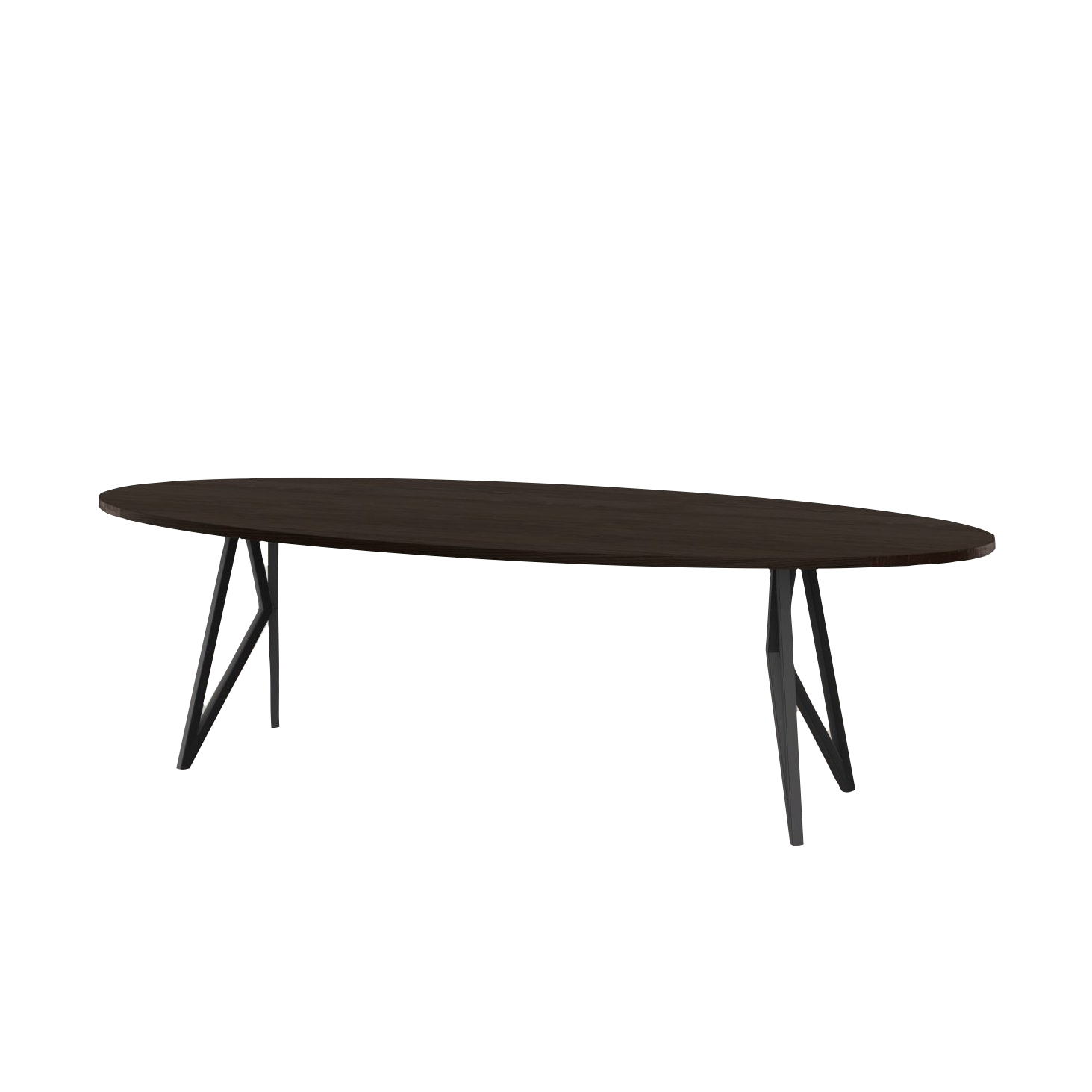 Studio HENK tafel Butterfly Ovaal - zwart frame, gerookte beits 260 x 120 | Gerookte Beits | Rechte Rand | Frame Zwart