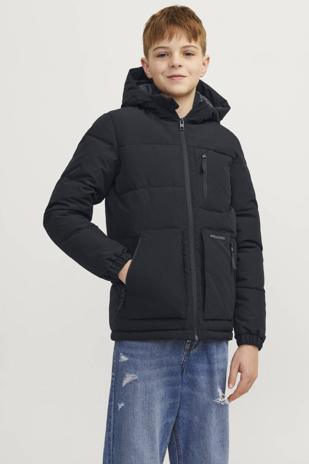 JACK & JONES gewatteerde winterjas JJEOTTO donkerblauw