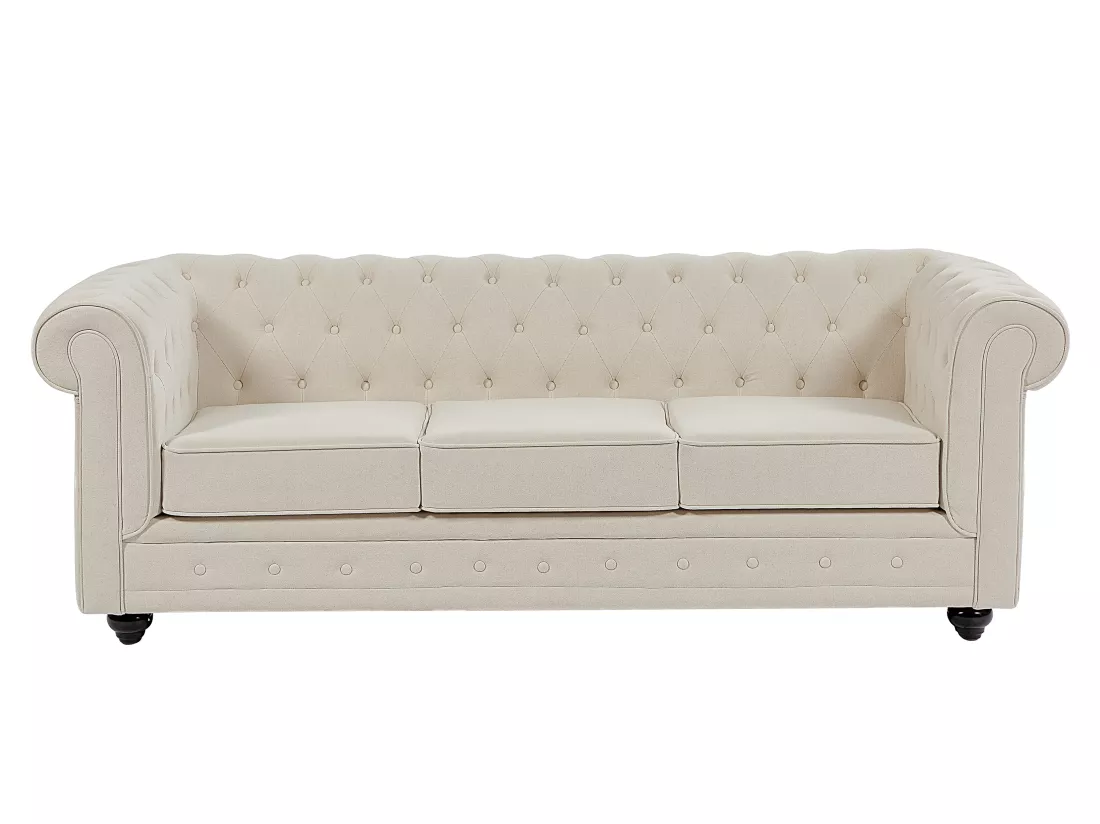 Canapé 3 places en tissu beige CHESTERFIELD