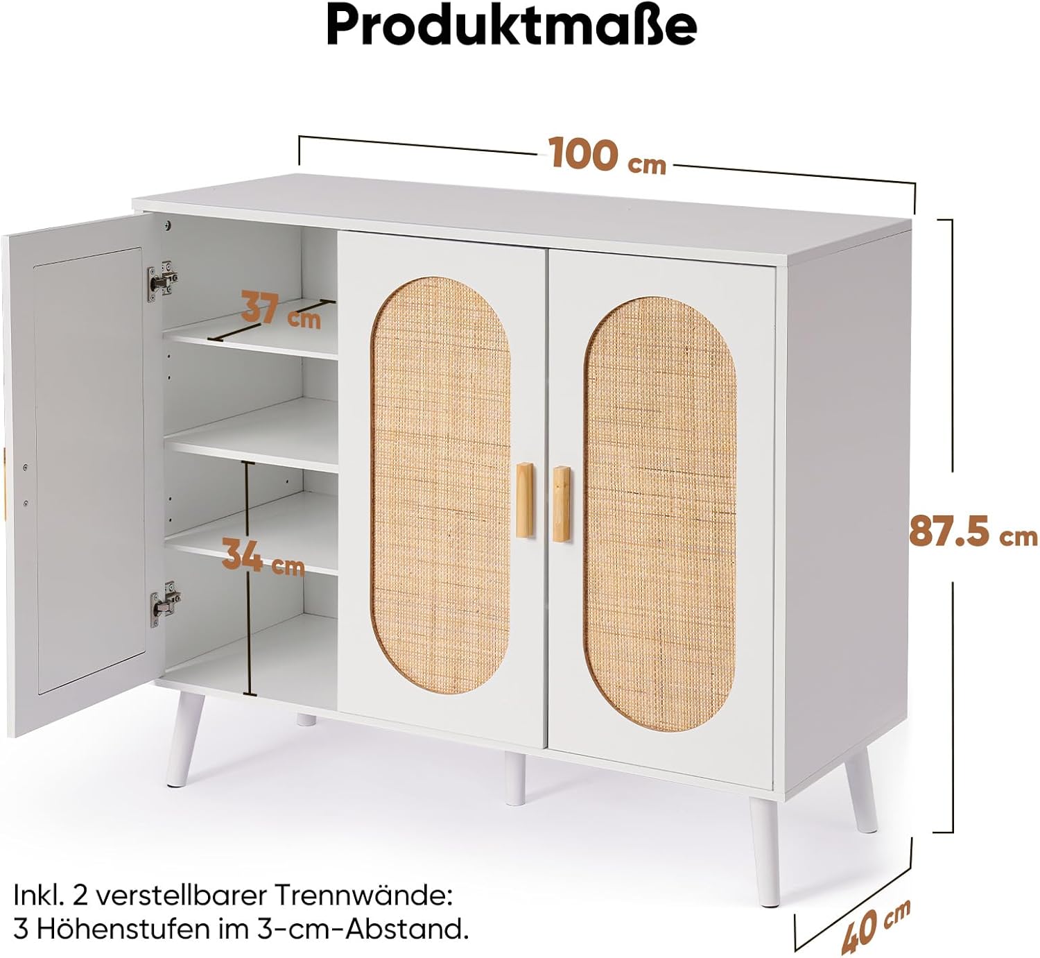 HOKEEPER Schuhschrank aus Holz, Schmaler Doppeltür (87x40x100cm),Shoe Cabinet, Schuhkipper für bis zu 24 Paar Schuhe, Schuhkommode mit Metallbeinen, Weiß & Braun, Flurschrank Schmal