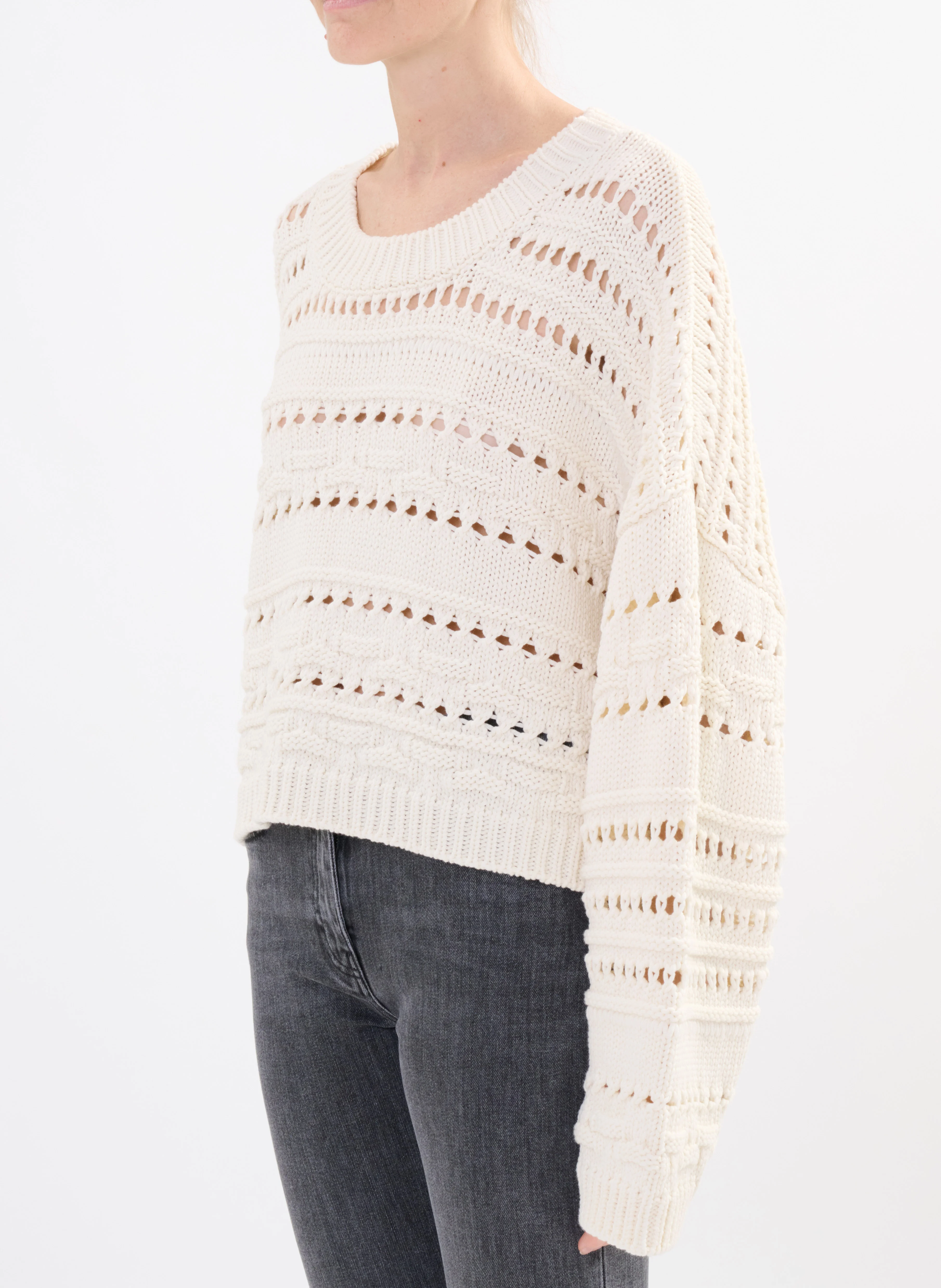 ROSEE - Pull col rond en coton mélangé | Beige