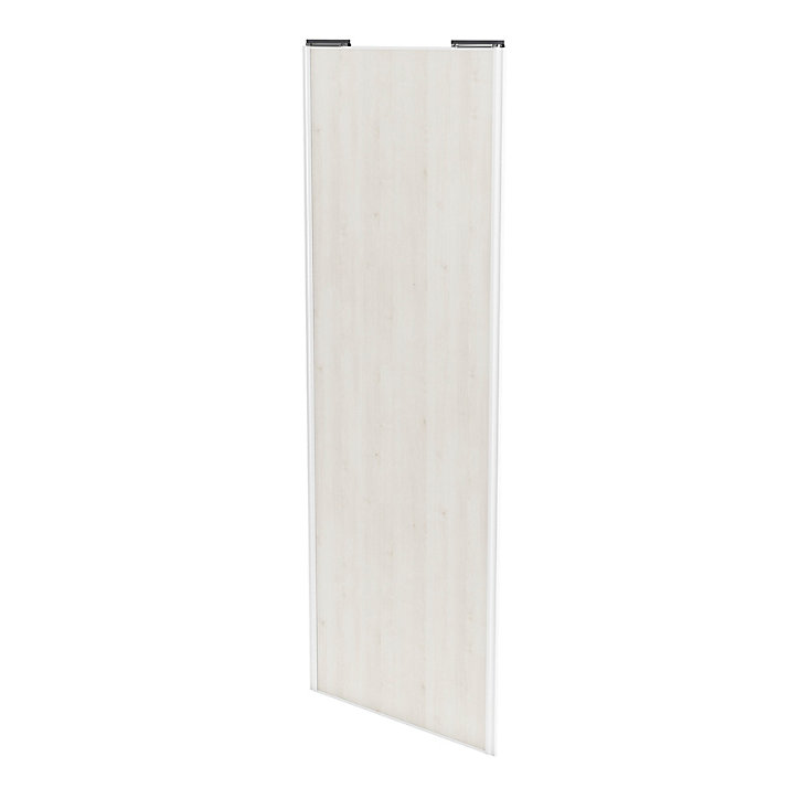 Porte de placard coulissante bois nordique profil blanc GoodHome Arius H. 248,5 x L. 92.2 cm + amortisseurs