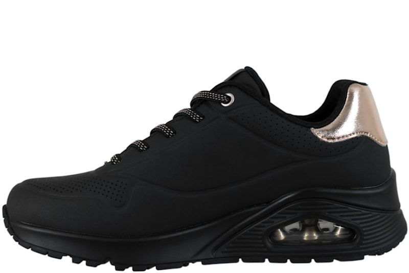 SKECHERS UNO SHIMMER AWAY BLACK SNEAKERS