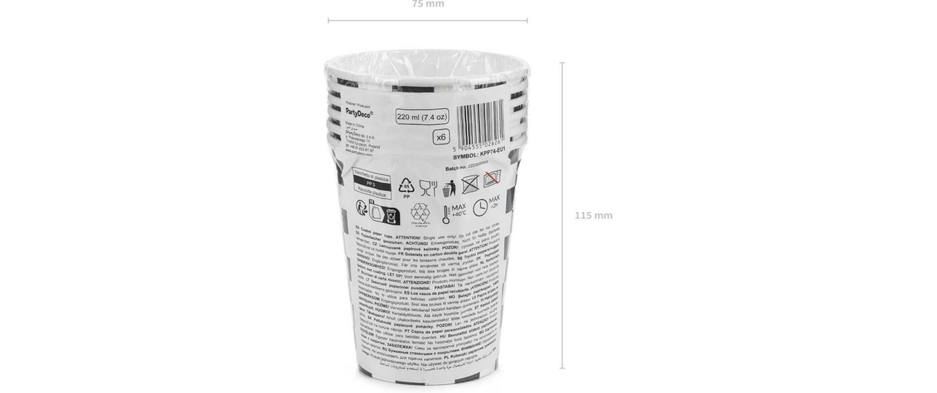 Einwegbecher Auto 220 ml, 6 StückPappbecher für Partys