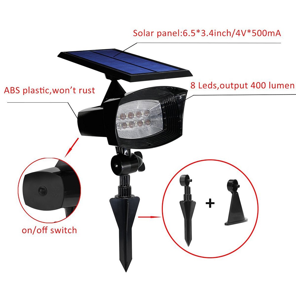 Spritzwasserfeste LED Solar Lampe Outdoor Gartenleuchte IP44 (400LM)   Erdspiess