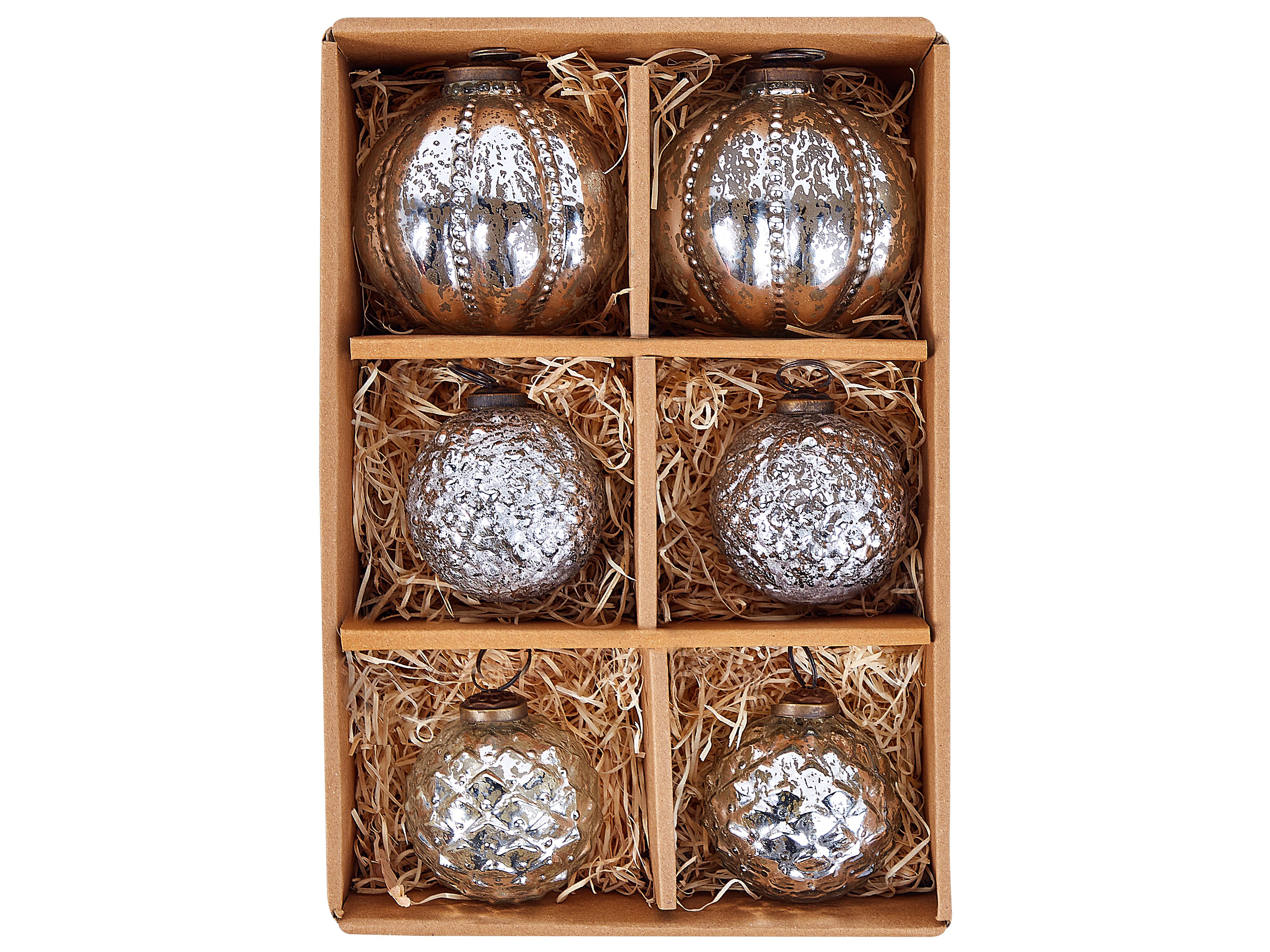 Set van 6 kerstballen ARGENTIN Glas Zilver