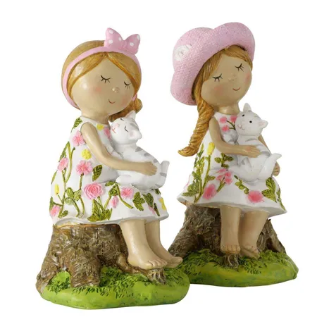 Boltze Mädchen Figur Rosalie mit Katze, 2 Stück