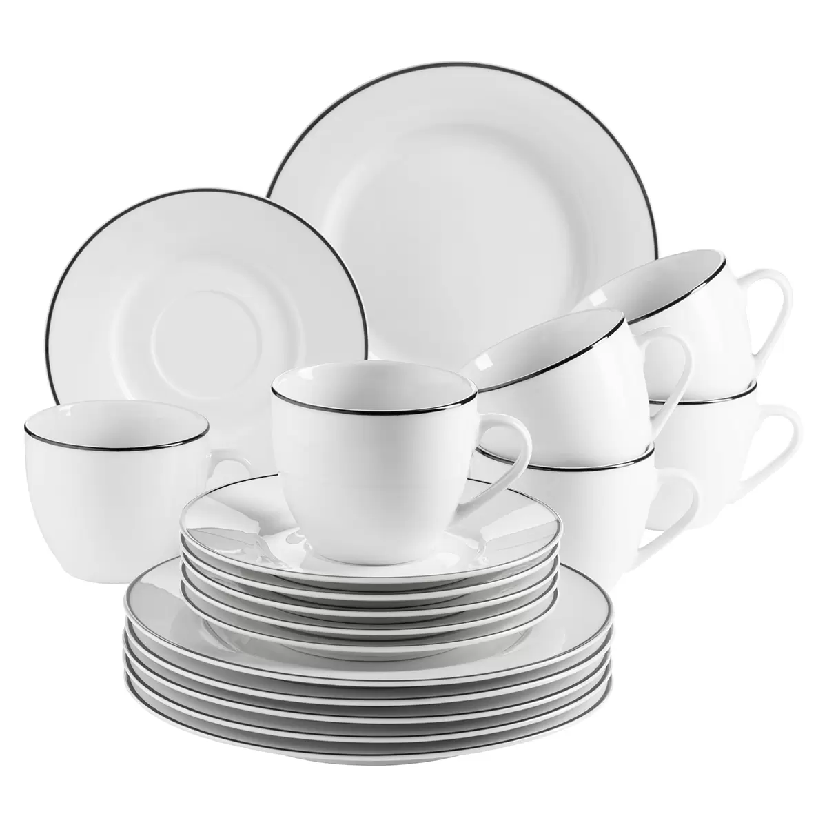 Kaffeeservice 18tlg. ENNA schwarz,weiss