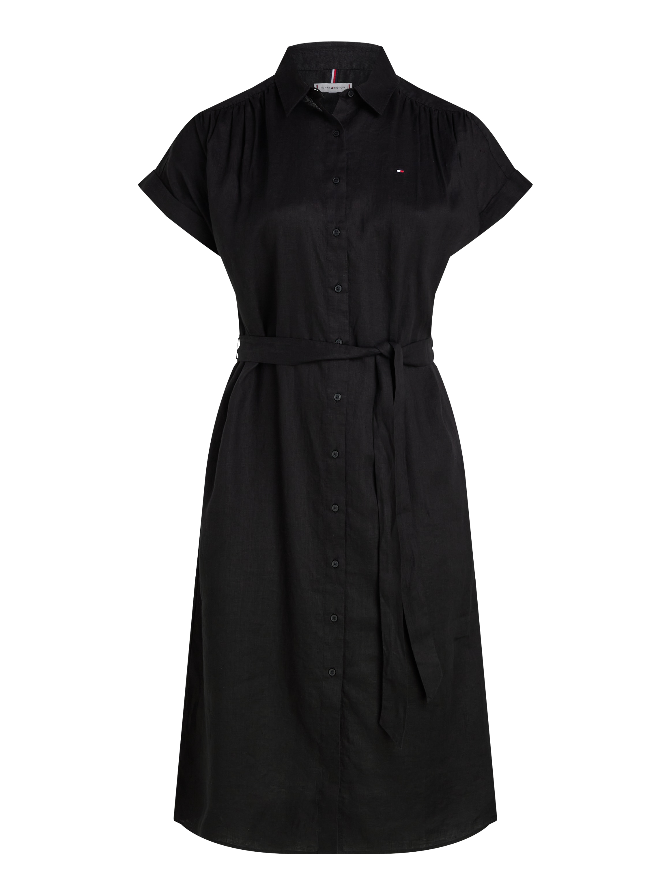 Tommy Hilfiger Curve Midikleid »CRV ESS LI BELTED S/S MIDI DRESS« in Grossen Grössen, mit Gürtel, Logostickerei