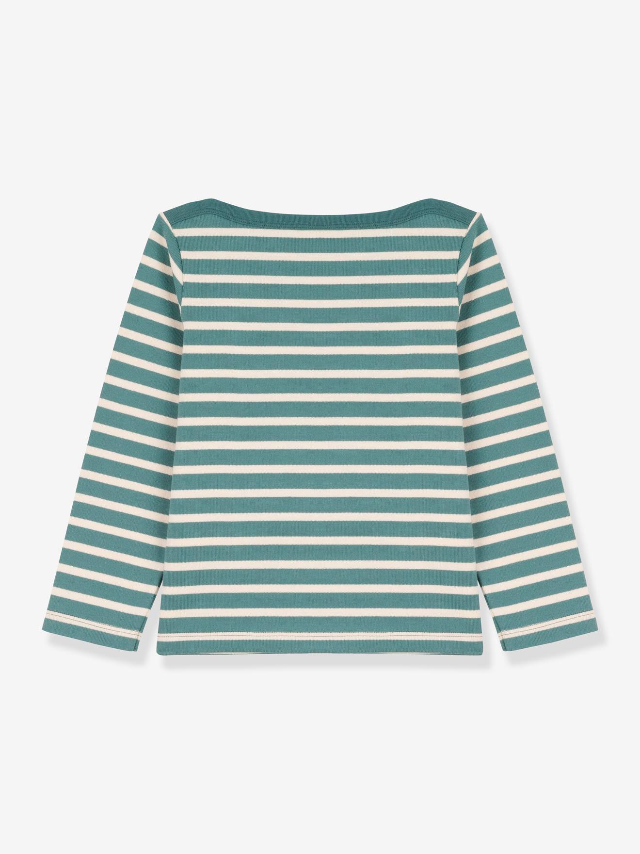 Suéter PETIT BATEAU verde médio listrado em algodão estilo marinheiro