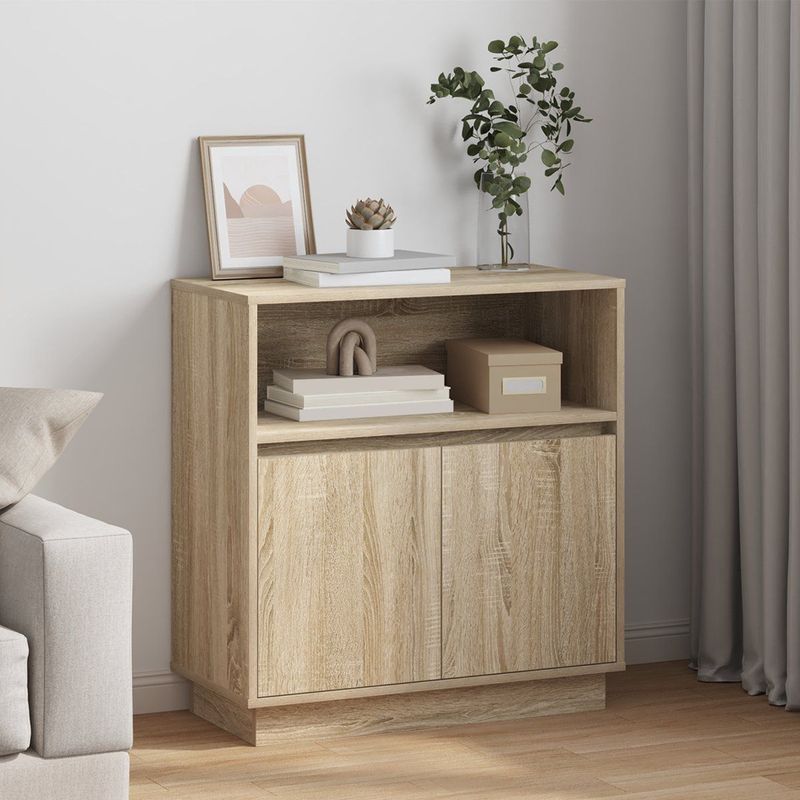 vidaXL - Sideboard - Sonoma Eik - Kunststof - LED Verlichting