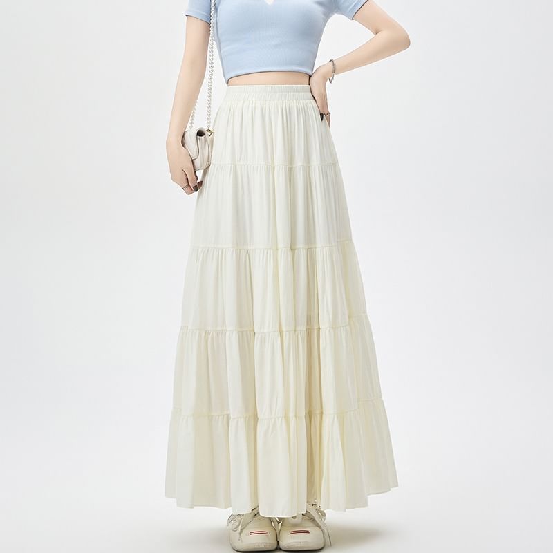 Dragan Pulse - Hoge taille effen maxi A-lijn rok
