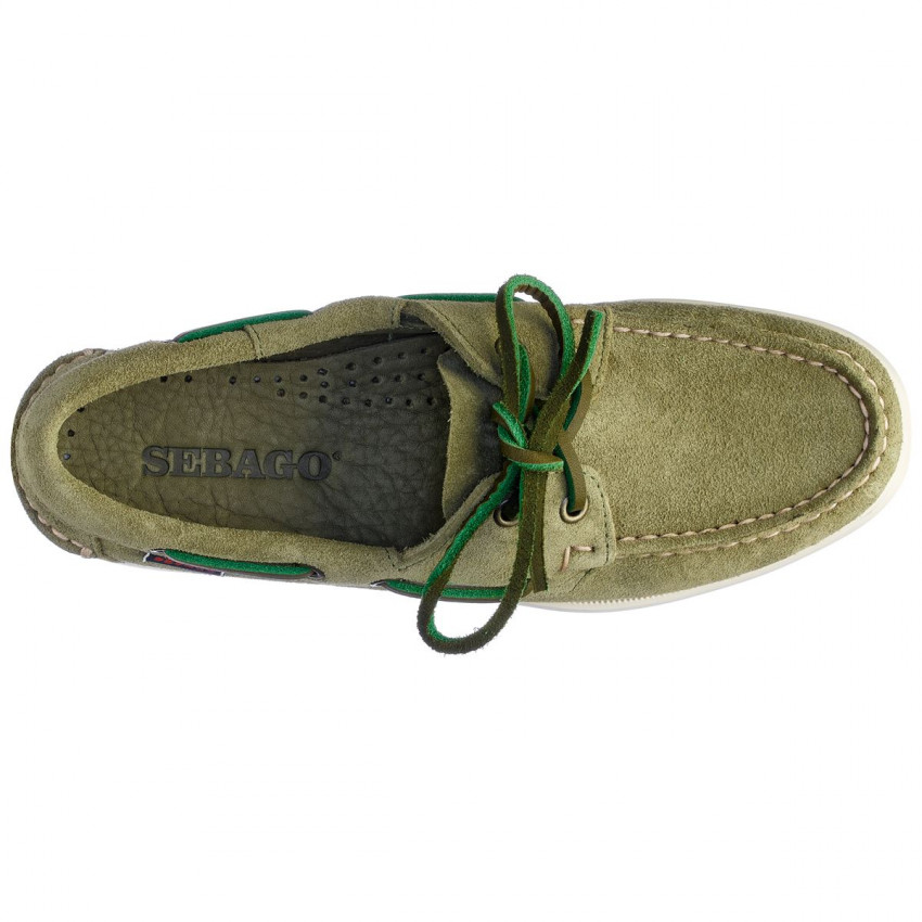 DOCKSIDES PORTLAND FLESH OUT Green Military-Chaussures bateau pour femme en cuir suede