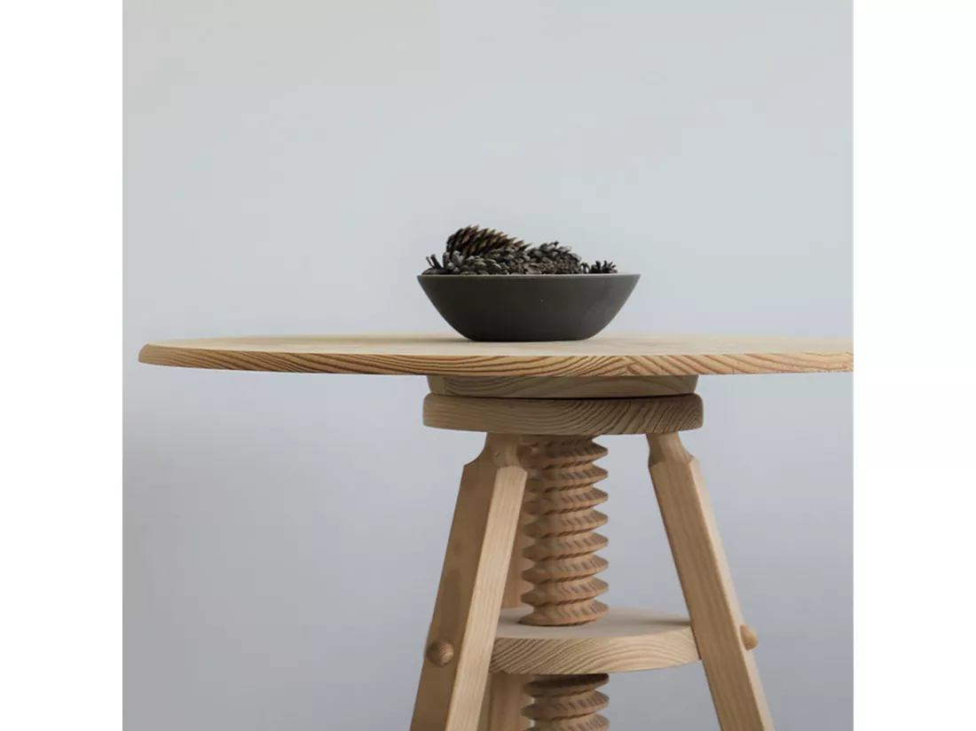Table pivotante en bois de pin, finition non vernie, 59,5x59,5x65 cm