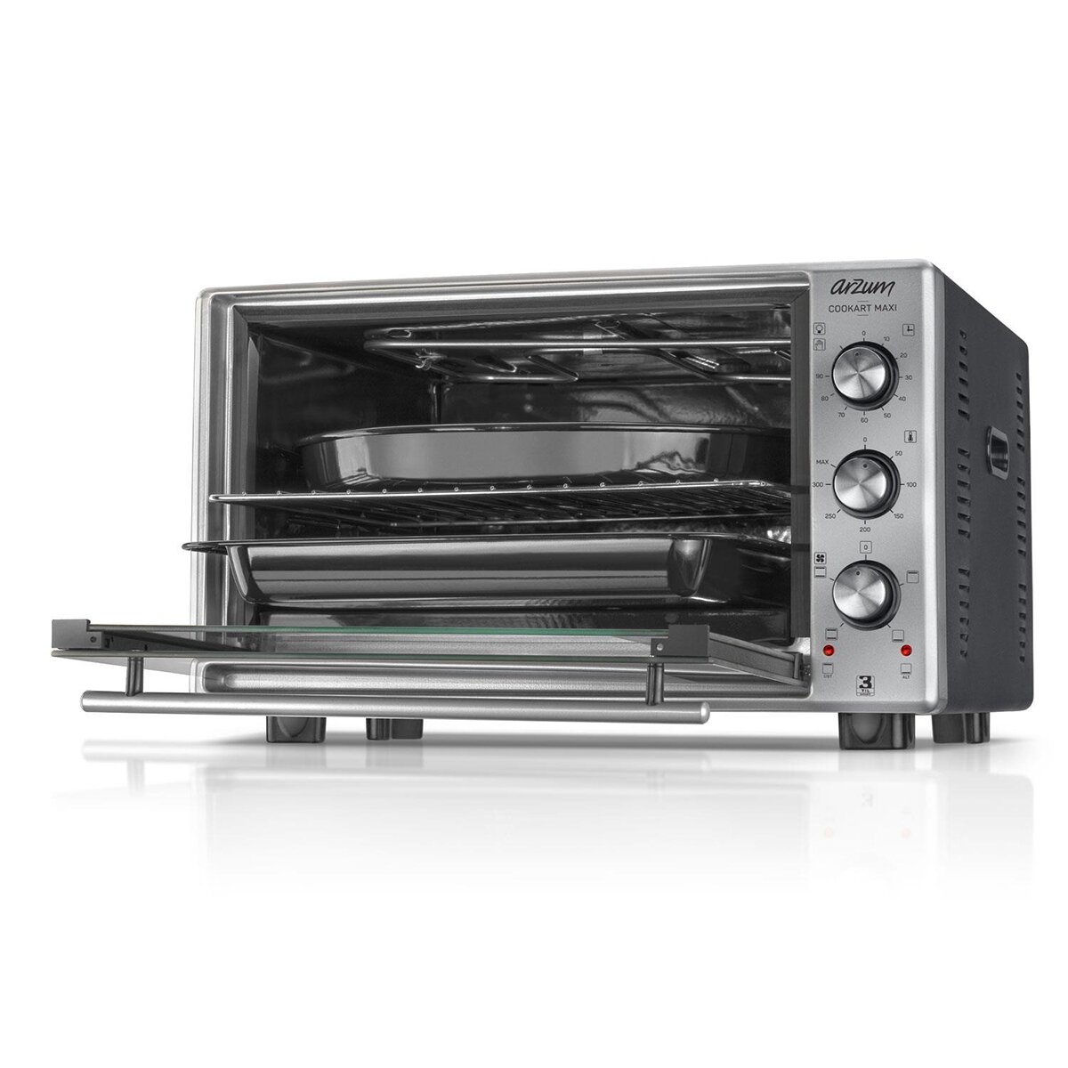 Arzum 1600 W Elektrische Backofen mit Umluft Pizzaofen 50 Liter