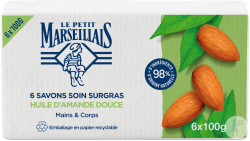 Le Petit Marseillais Savon Soin Surgras Huile D'Amande Douce Mains Et Corps Pièces 6x100g