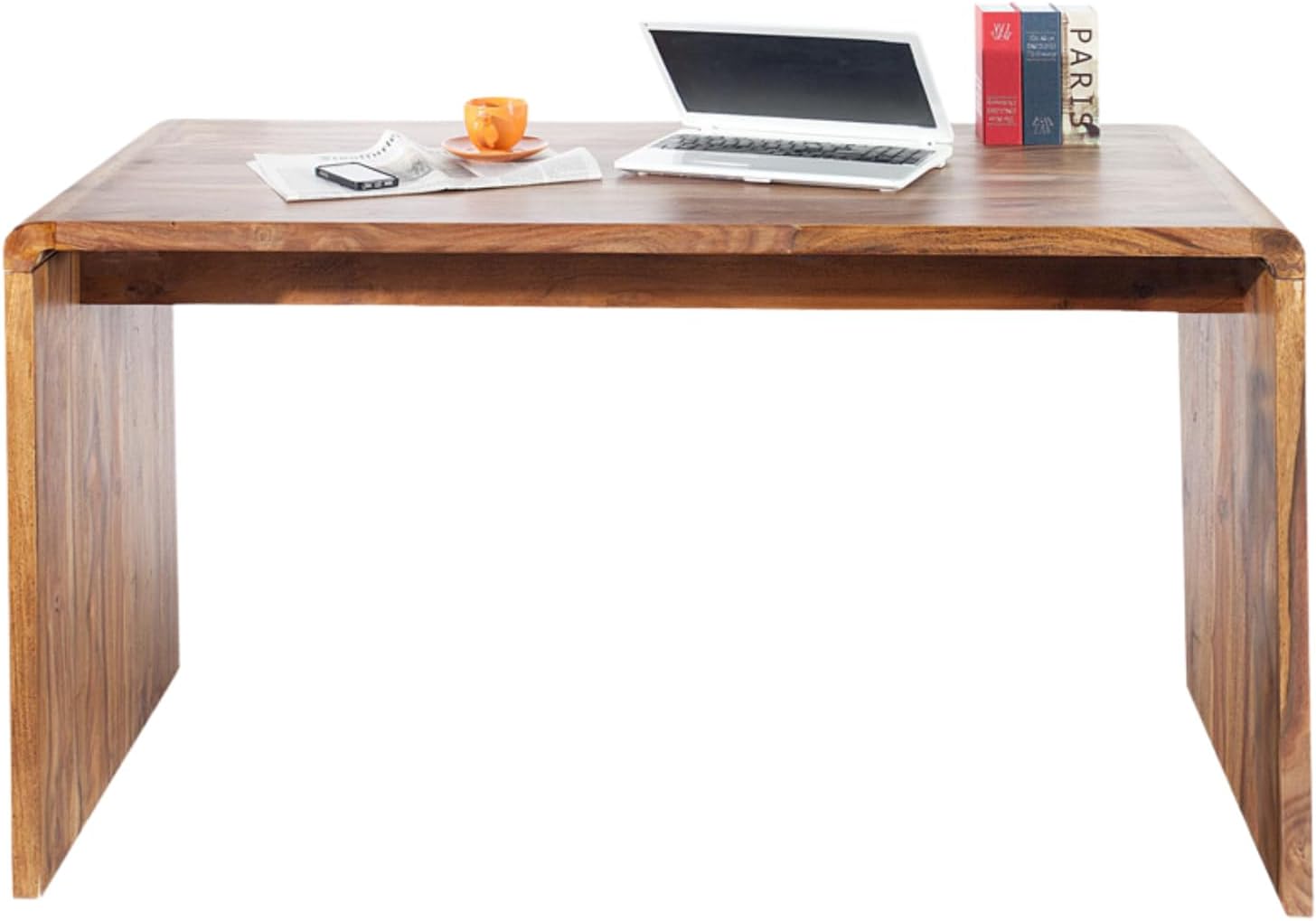 Riess Ambiente Massivholz Bürotisch CUBUS 120cm Natur Stone Finish Sheeshamholz Schreibtisch Tisch Holztisch Desk Wooden Desk