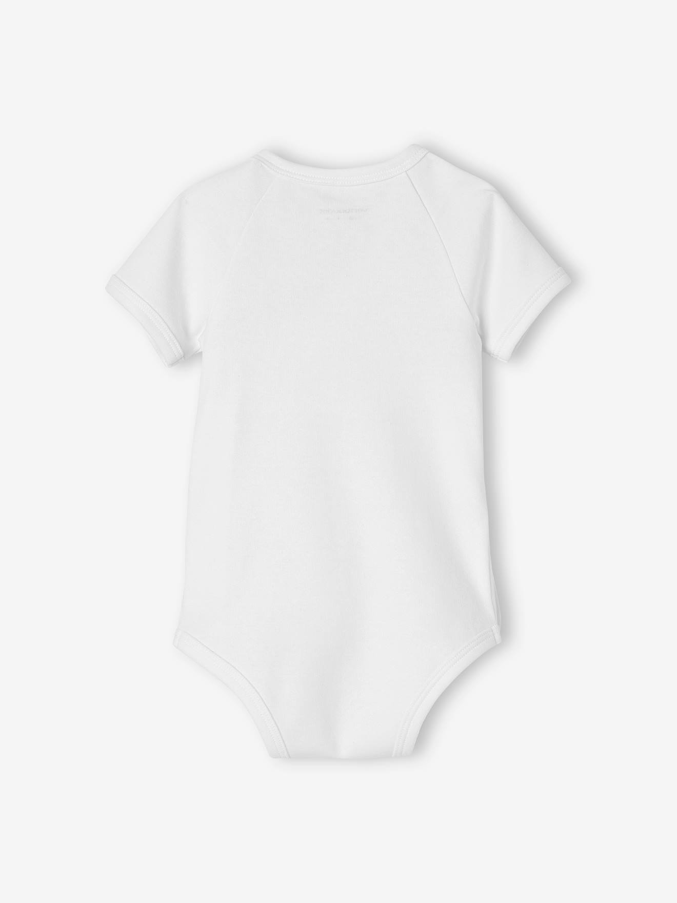 Conjunto de 5 bodies de manga curta com abertura, para recém-nascidos, branco claro, bicolor/multicolorido