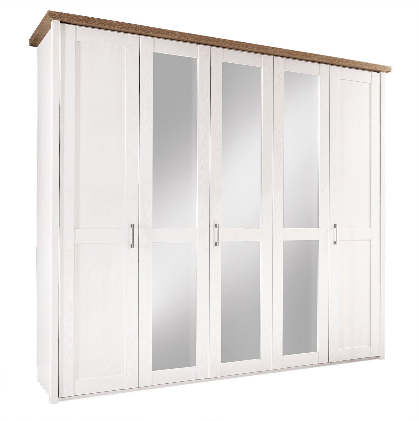 Kleiderschrank Luca Pinie-Optik Weiß 241 x 212 x 62 cm