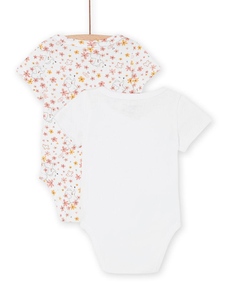 Lot de 2 bodys blancs à motif et imprimé fantaisie