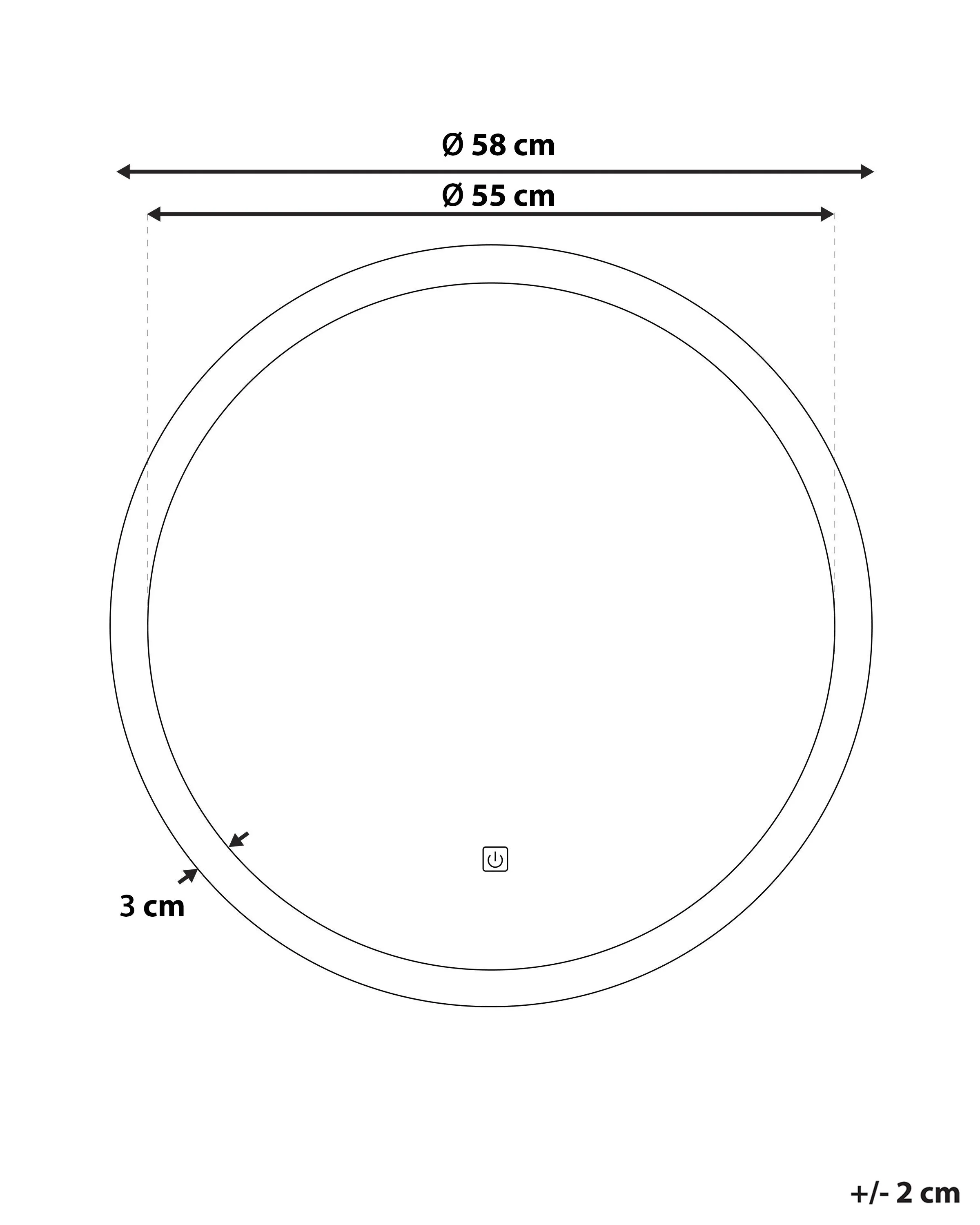 LED badkamerspiegel YSER 58 cm 58 cm Zilver