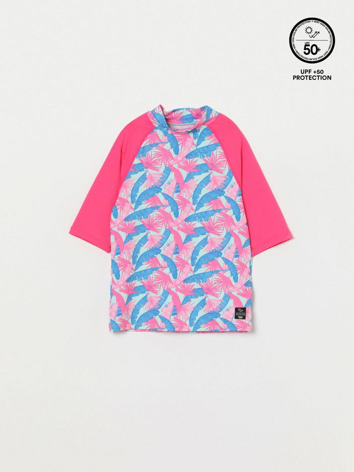 Camiseta de surf com proteção UPF 50 - Fúcsia fluorescente