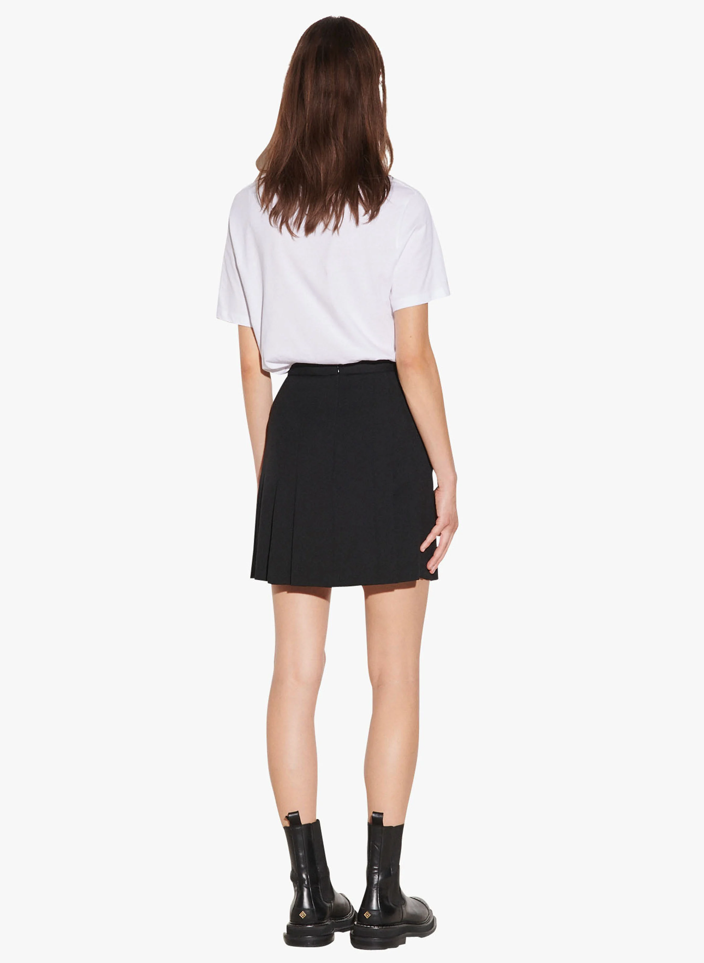 Jupe courte en laine | Noir