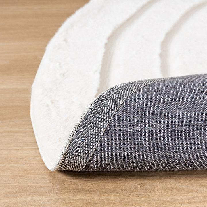 Rond hoogpolig vloerkleed - Carvy Curves Crème