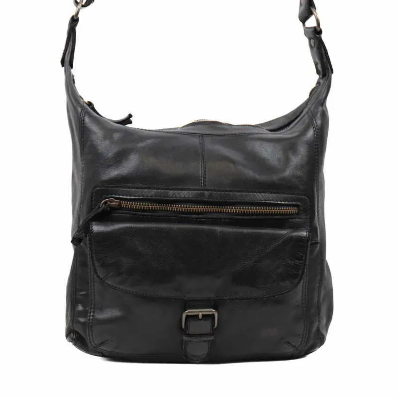 BEAR DESIGN Beuteltasche Schwarz Leder