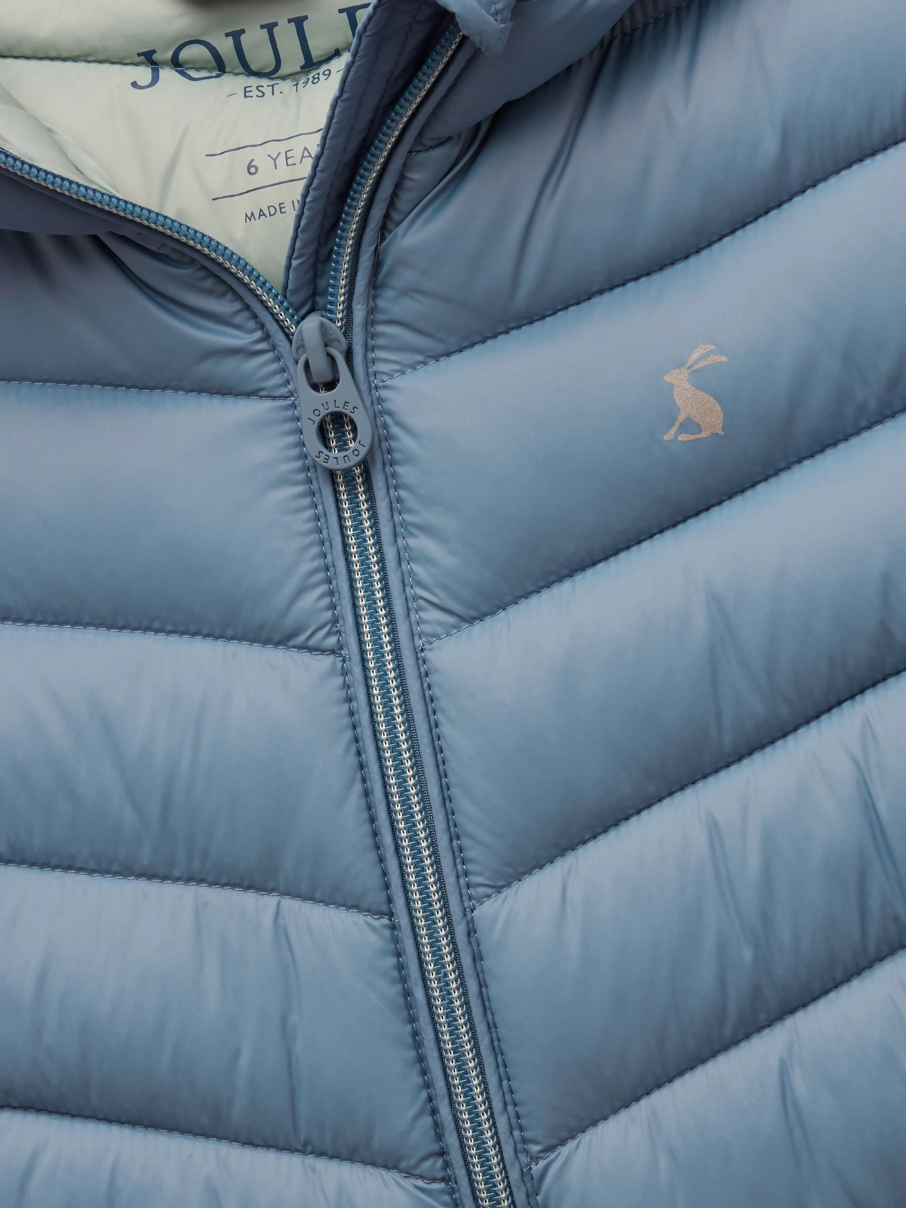 Blauw - Joules Cairn regenbestendige gewatteerde jas met capuchon voor kinderen