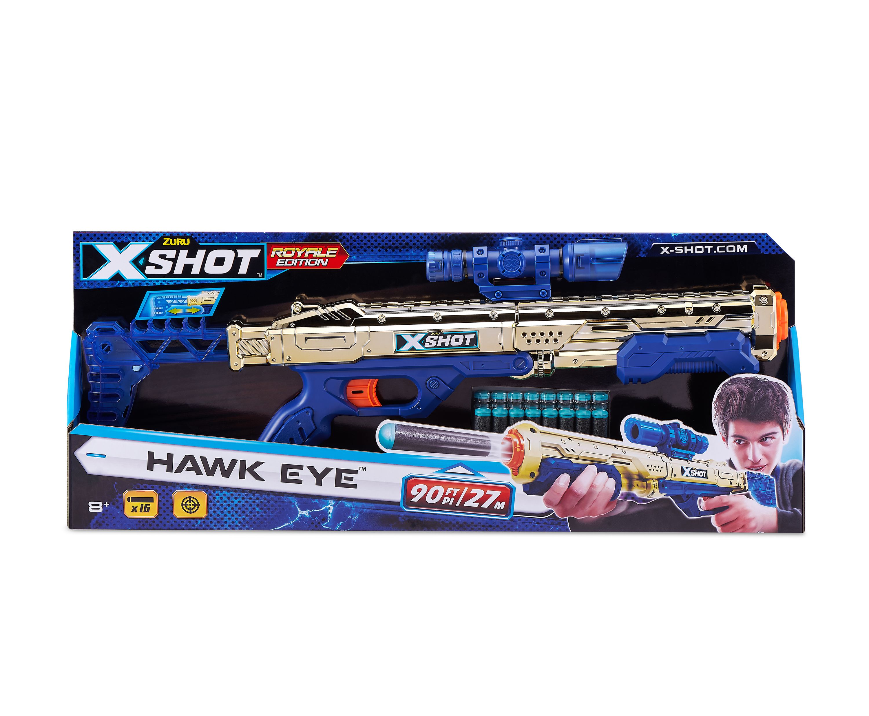Blaster X-SHOT HAWK EYE GOLDEN mit 16 Darts
