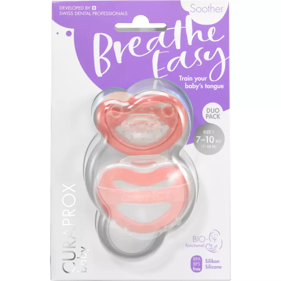 CURAPROX baby Schnuller Gr. 1 ab dem 7. Monat in coral, duo