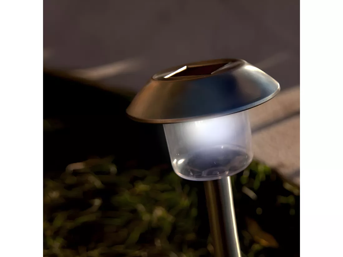 8 balises solaires à planter ALESIA Gris Acier inoxydable H39CM