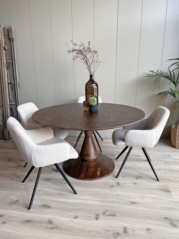 Eetkamertafel Mango Rond Walnoot 150cm