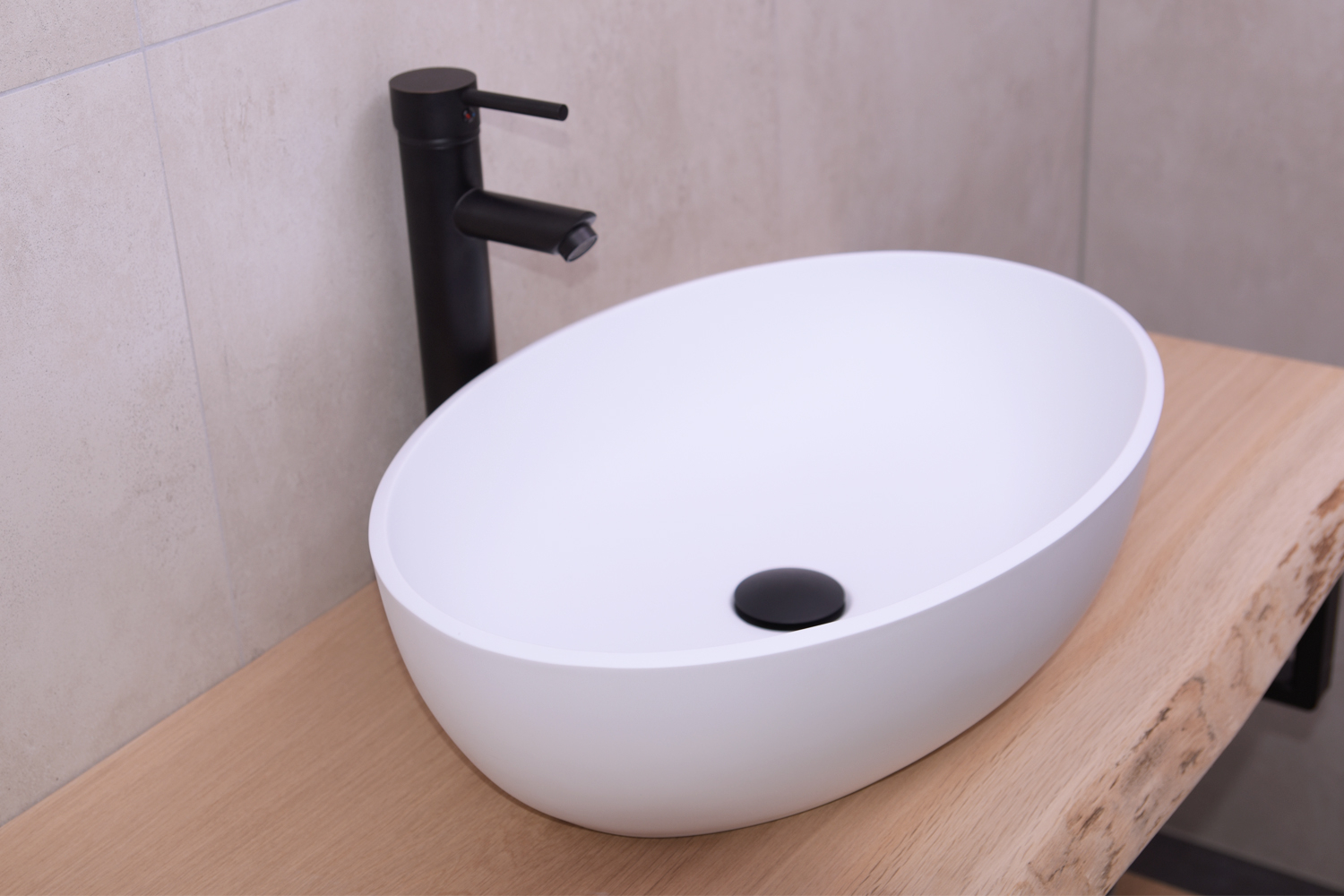 SHOWMODEL: Saniclear Parel solid surface waskom 54x38cm mat wit