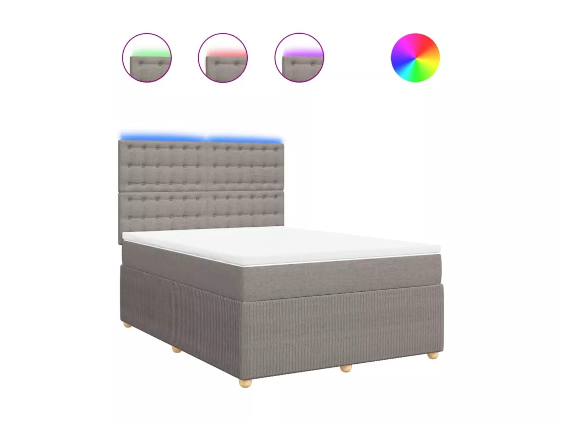Sommier à lattes de lit avec matelas Taupe 140x190 cm Tissu