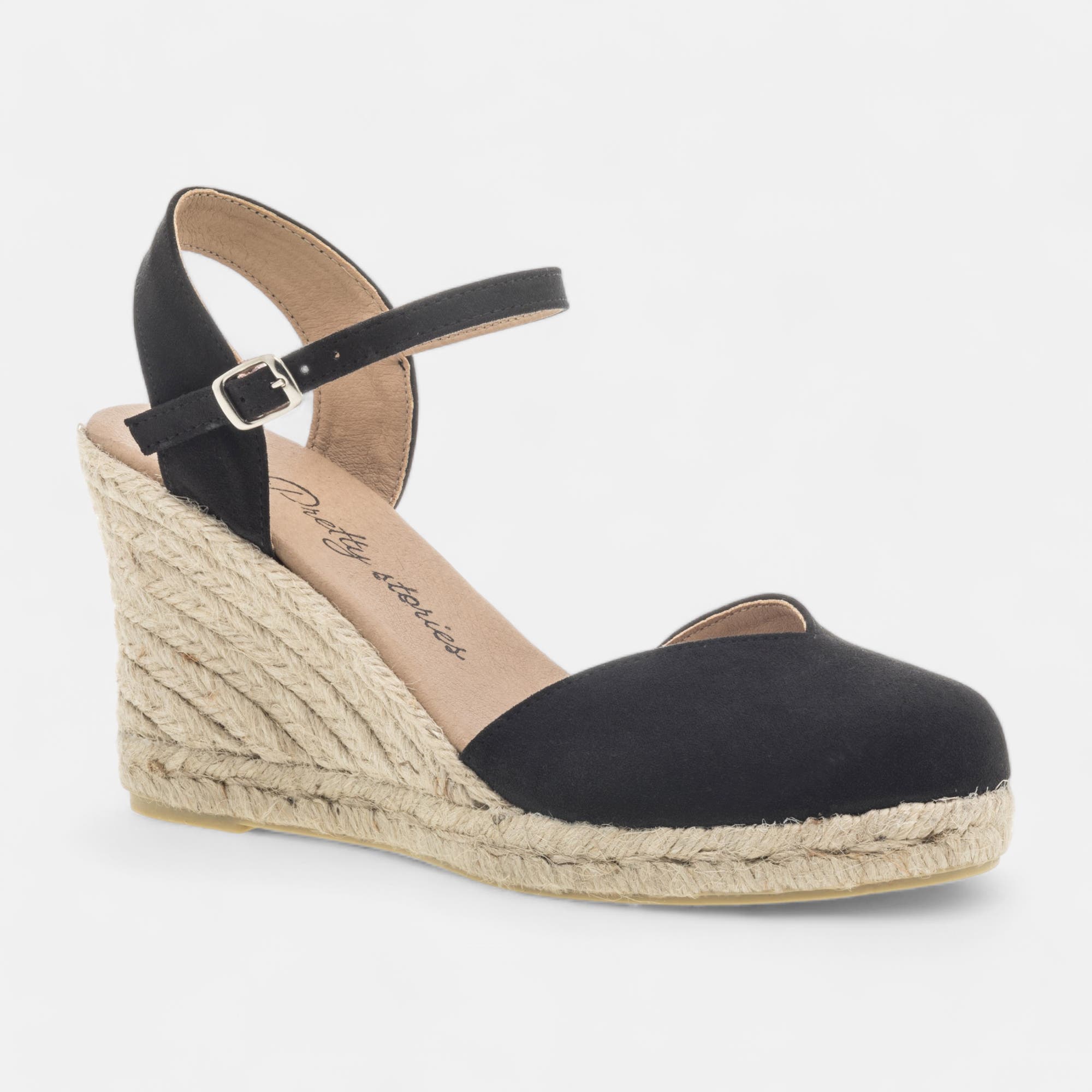 Espadrilles à talon compensé Femme noir