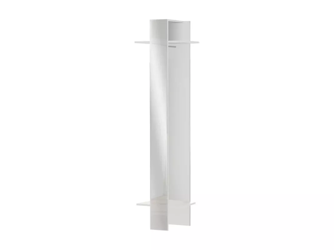 Meuble d'entrée Violantino, Armoire multifonctionnelle, Cintre mural avec miroir, 50x35h190 cm, Blanc
