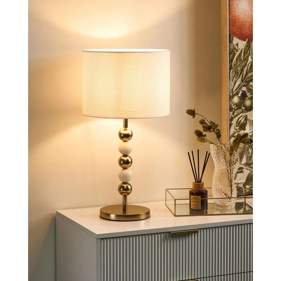 LOKY - Tafellamp - Messing/Beige - Metaal