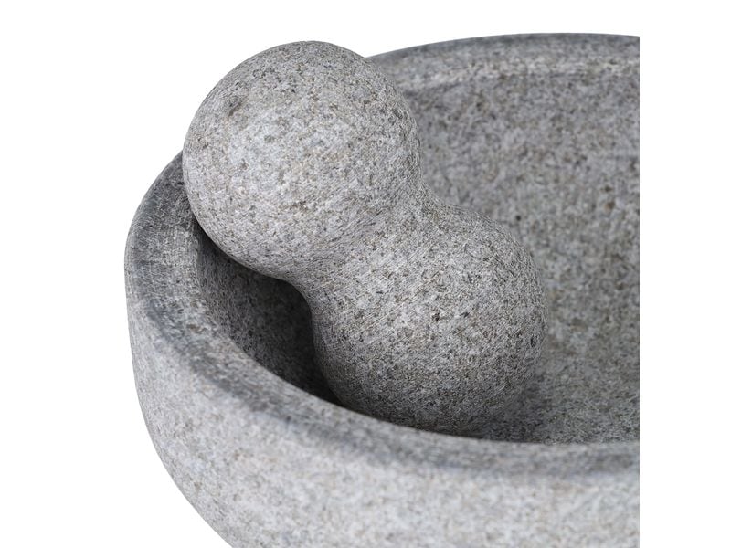relaxdays Mörser mit Stössel 20 cm, Granit Granitmörser für Hobbyköche und Profis