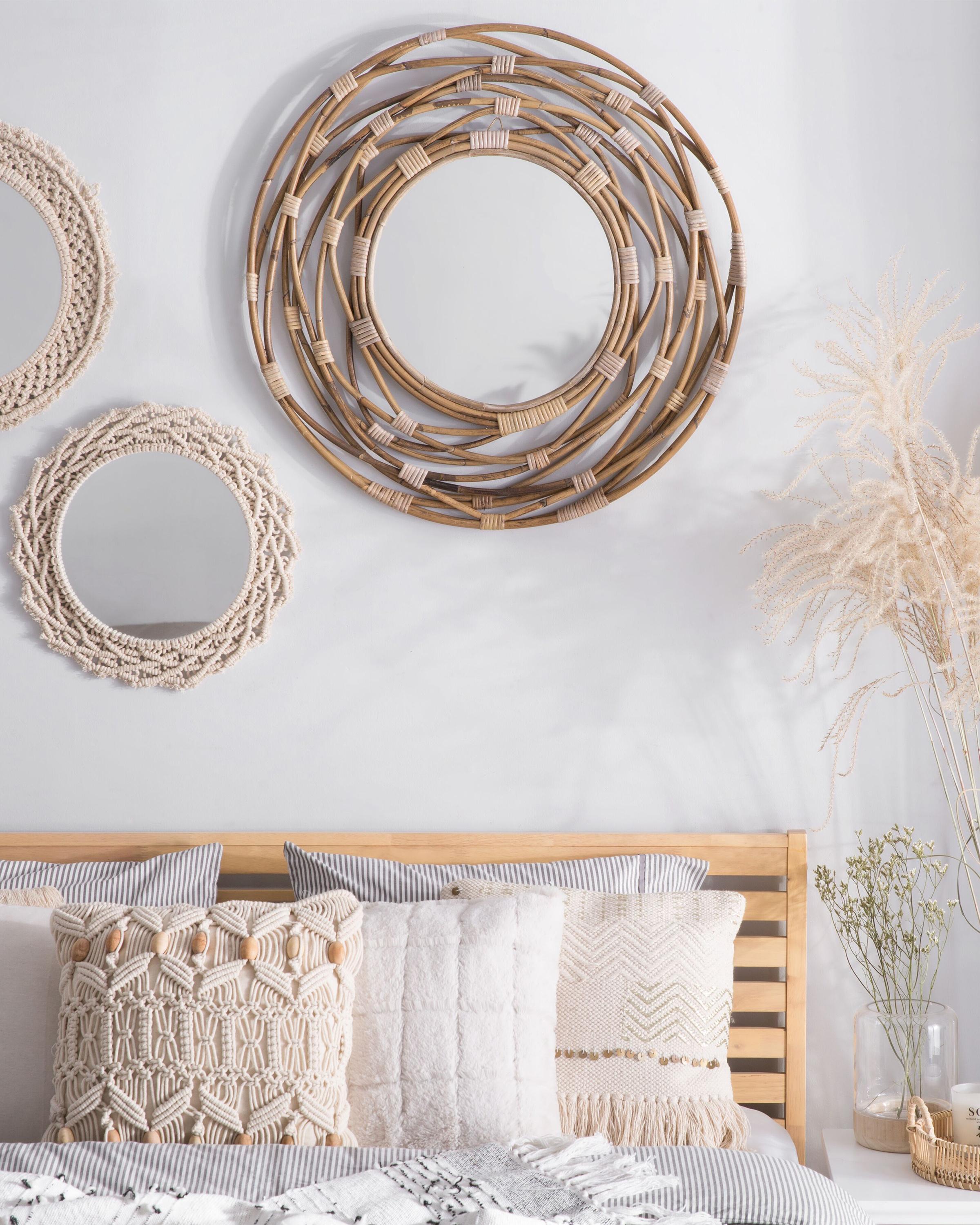 Wandspiegel BURGIS 75 cm 75 cm Rotan Zandbeige