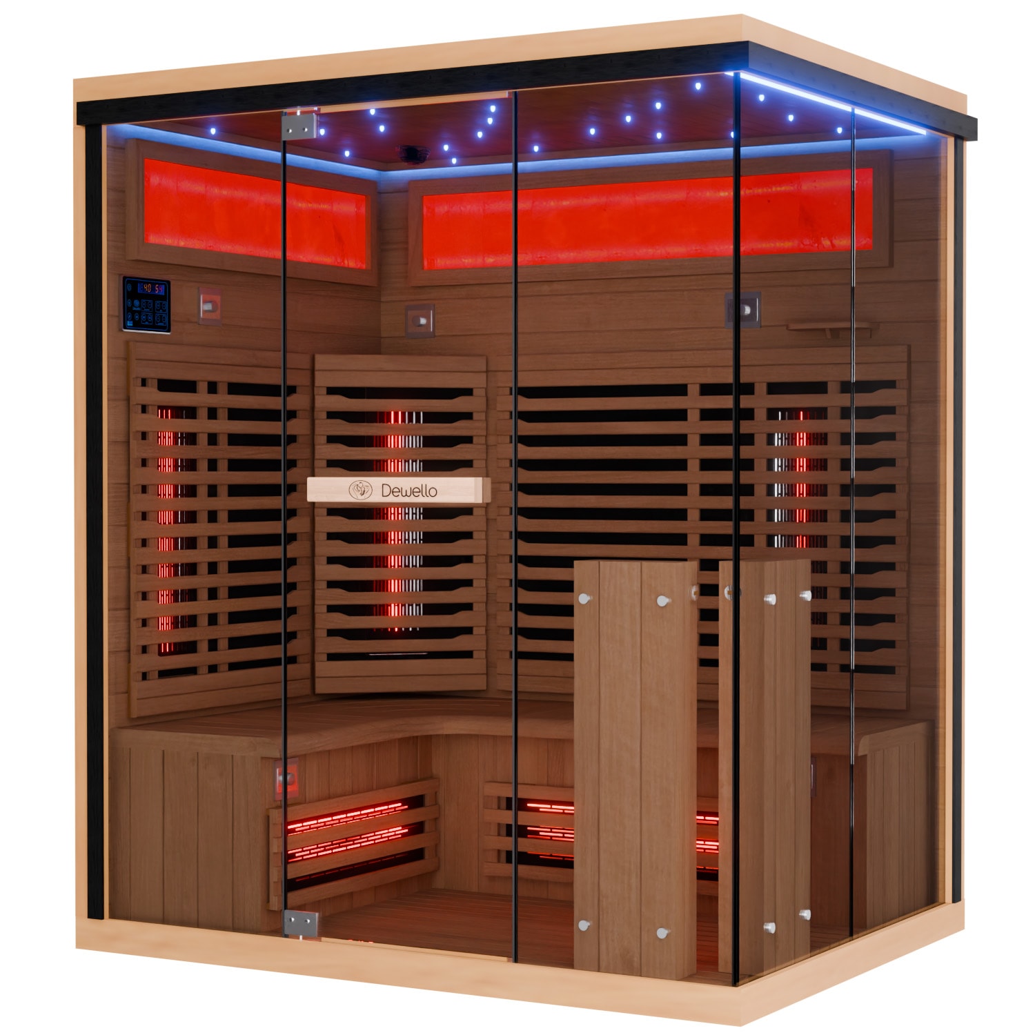 Dewello® Infrarotkabine Infrarotsauna KENORA 160x120 für 2-3 Personen aus Hemlockholz, Dual-Therm