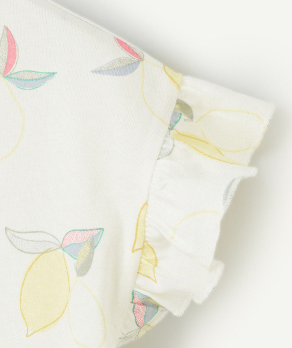 chemise de nuit fille en coton bio blanc avec imprimé citrons