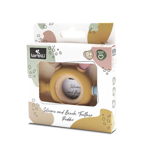 Anneau de dentition en silicone et hêtre Gouvernail Jaune - LORELLI