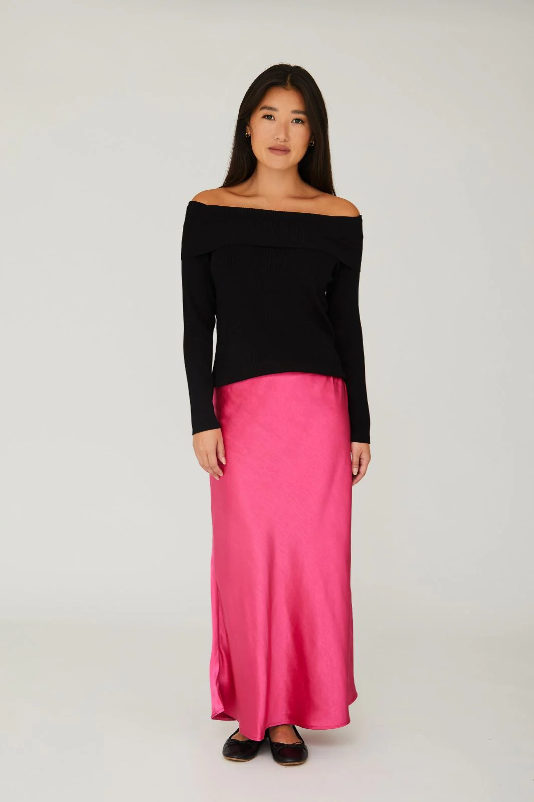 A-View Rib Offshoulder Blouse 999 black